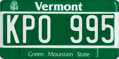 VT license plate KPO995
