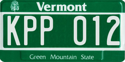 VT license plate KPP012