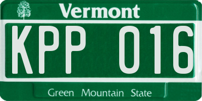 VT license plate KPP016