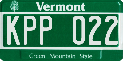 VT license plate KPP022