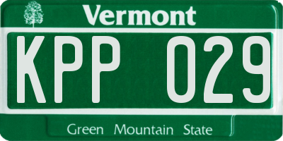 VT license plate KPP029