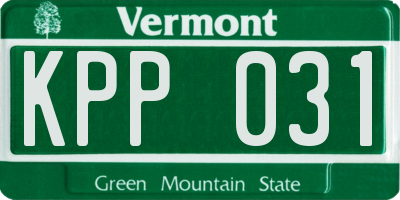 VT license plate KPP031
