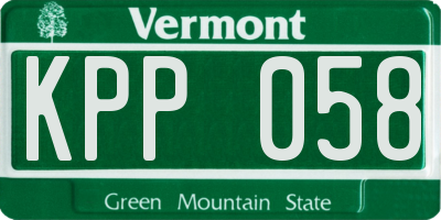 VT license plate KPP058