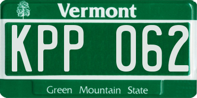 VT license plate KPP062