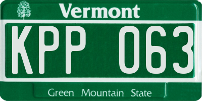 VT license plate KPP063