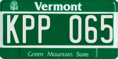 VT license plate KPP065