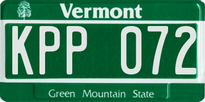VT license plate KPP072