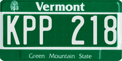 VT license plate KPP218
