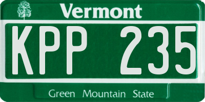 VT license plate KPP235