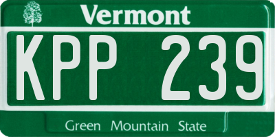 VT license plate KPP239