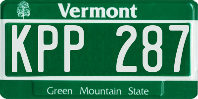 VT license plate KPP287
