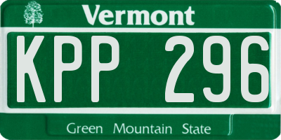 VT license plate KPP296
