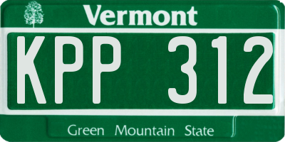 VT license plate KPP312