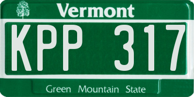 VT license plate KPP317