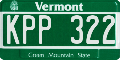 VT license plate KPP322