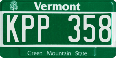 VT license plate KPP358