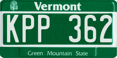 VT license plate KPP362