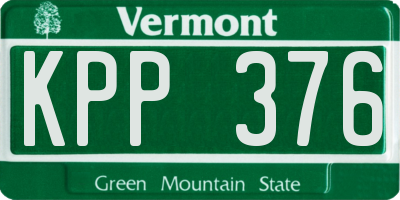 VT license plate KPP376