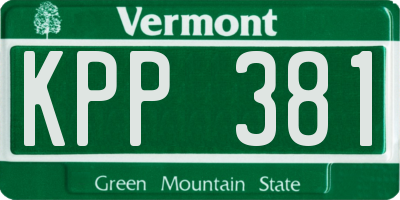 VT license plate KPP381