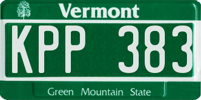 VT license plate KPP383