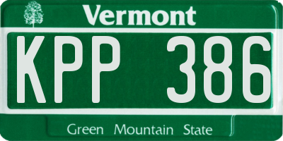VT license plate KPP386