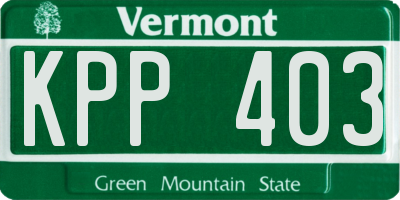 VT license plate KPP403