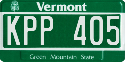 VT license plate KPP405