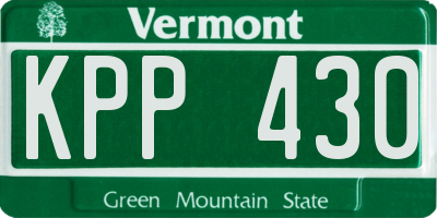 VT license plate KPP430