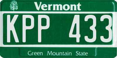 VT license plate KPP433