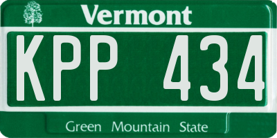 VT license plate KPP434