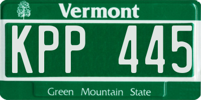 VT license plate KPP445