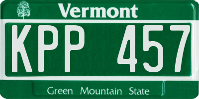 VT license plate KPP457