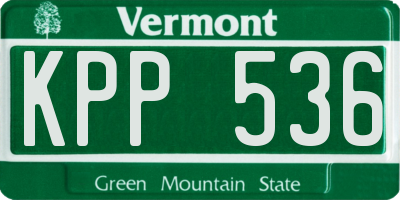 VT license plate KPP536