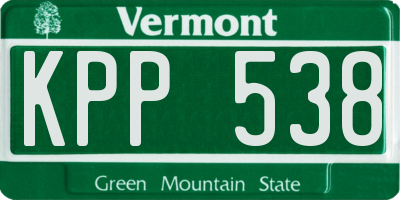 VT license plate KPP538