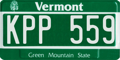 VT license plate KPP559