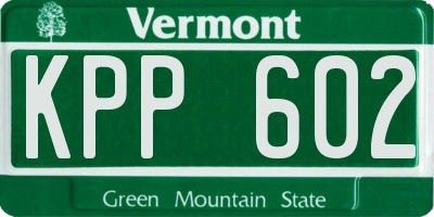 VT license plate KPP602