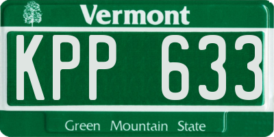 VT license plate KPP633