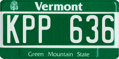 VT license plate KPP636