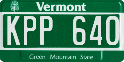 VT license plate KPP640