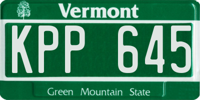 VT license plate KPP645