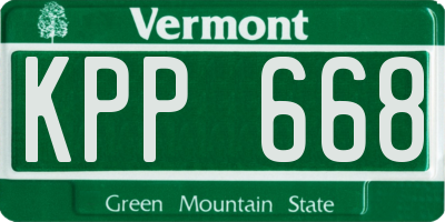 VT license plate KPP668