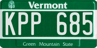 VT license plate KPP685