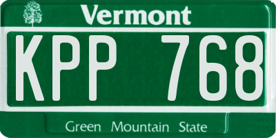 VT license plate KPP768