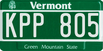 VT license plate KPP805