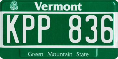 VT license plate KPP836