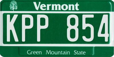 VT license plate KPP854
