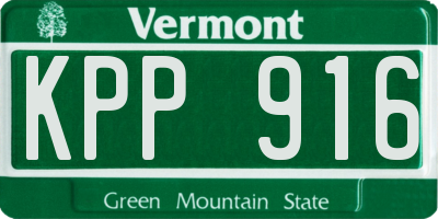 VT license plate KPP916