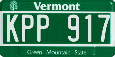 VT license plate KPP917