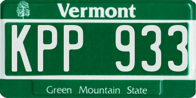 VT license plate KPP933