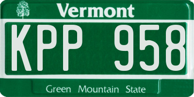 VT license plate KPP958